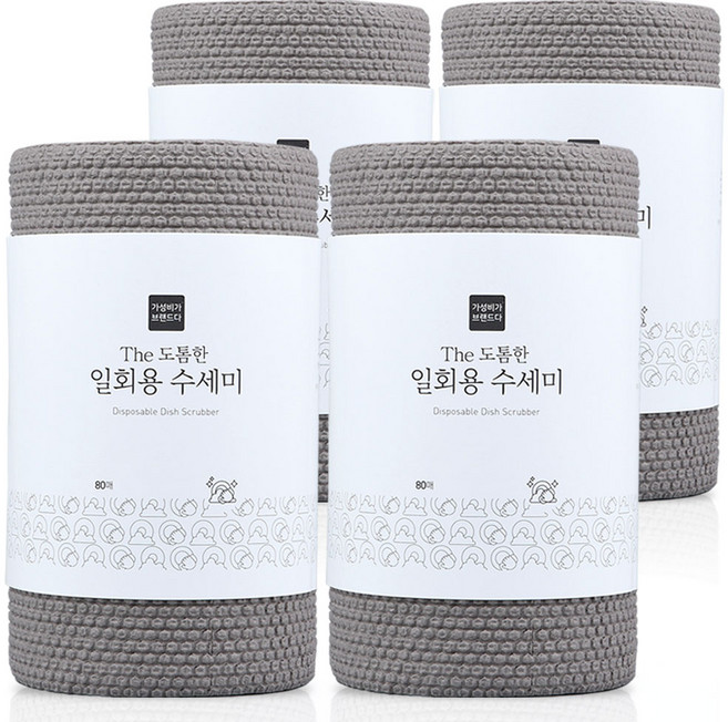 가성비가브랜드다 더 도톰한 일회용 수세미, 80개, 4개