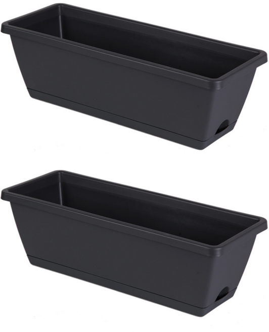 다용도 텃밭 베란다 직사각형 화분, 블랙, 2개