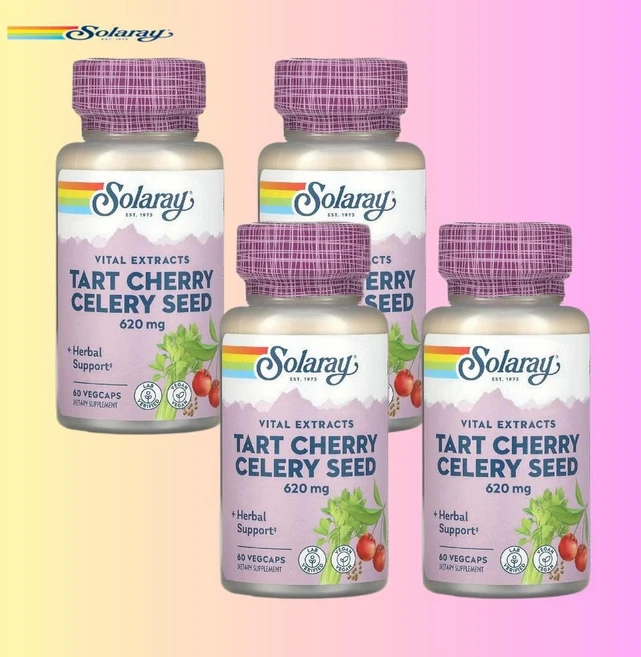 솔라레이 타트체리 샐러리 씨 Tart Cherry Celery Seed 620mg VegCap 60정 2병(2) - 쿠팡