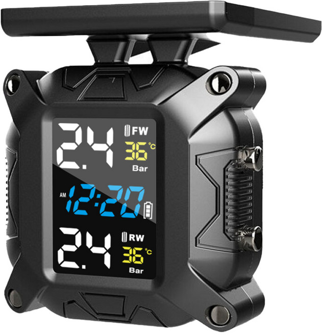 FLYone GT700PRO 機車胎壓偵測器 無線TPMS 摩托車重機胎壓監控 彩色螢幕, black, 1套