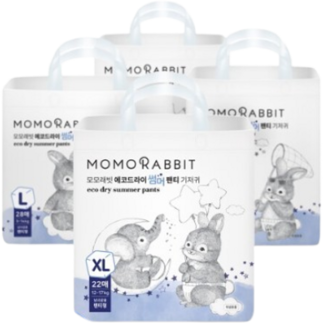 모모래빗 에코드라이 썸머 팬티 기저귀 아동용, 대형(L), 28매