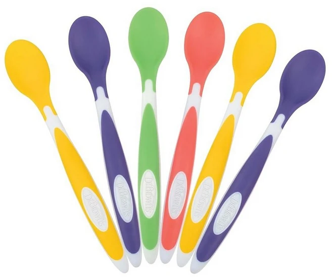 닥터브라운 소프트팁 유아용 이유식 스푼 6개162356, Soft-Tip Toddler Feeding Spoon - 쿠팡