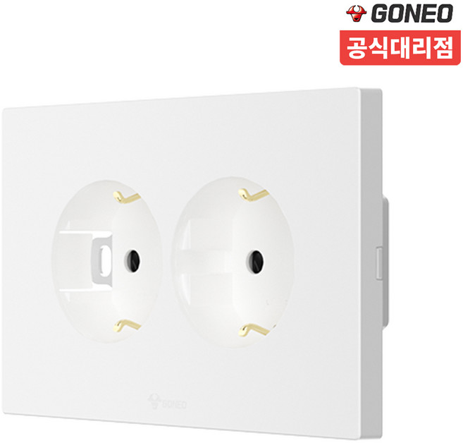 고네오 클래식 심플 매입 접지 가로 콘센트 2구 화이트, 10개