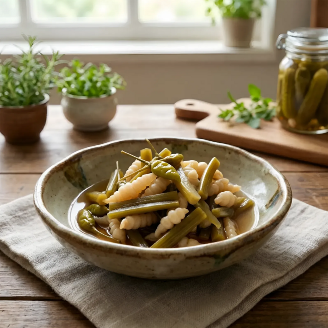 직접만든 궁초산 장아찌 궁채 초석잠 산고추 3종의만남 별미 맛있는 반찬, 1kg, 1개