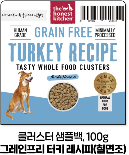 디어니스트키친 클러스터 샘플백 강아지 소용량 여행용 소분 터키 치킨 치킨&오트 맛있는 건강한 강아지 사료, 100g, 1개, 칠면조 - 쿠팡