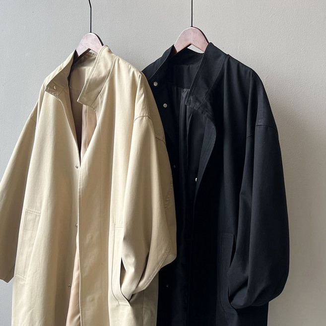 【立領夾棉】風衣外套 女式風衣 中長款風衣 工裝風衣 韓版風衣 寬鬆廓形 質感面料 春季新款 日系通勤穿搭