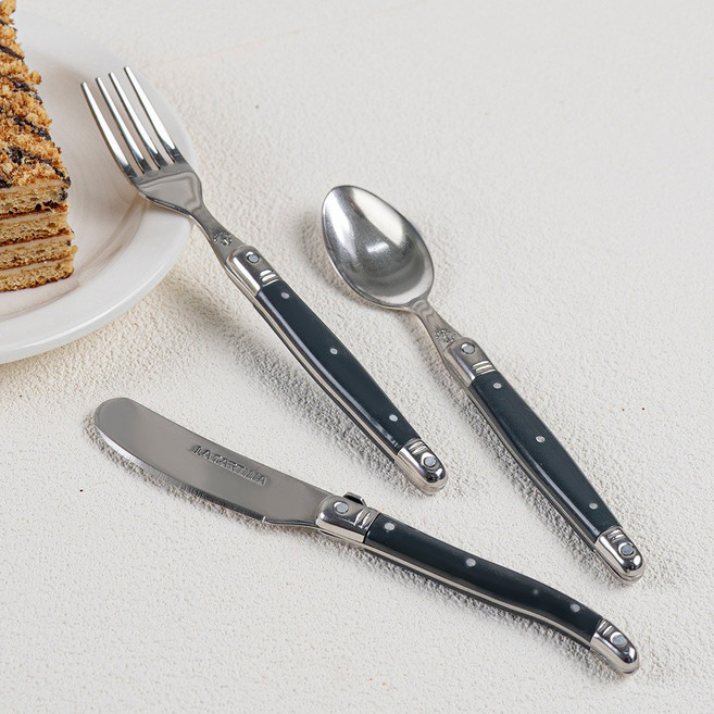 까르투하 오로 라귀올 스텐 잼 스프레더 버터 나이프 카페 커트러리, 다크우드