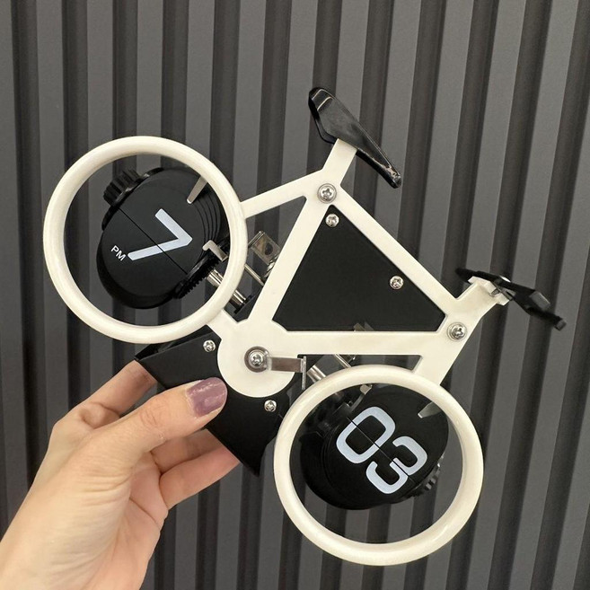 自動翻頁鐘錶 復古客廳擺件 簡約機械時鐘, 自行車12小時