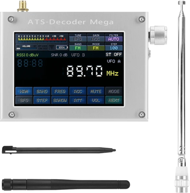 HAMGEEK ATS-디코더 메가 SDR 라디오 AM FM SYNC SSB CW DIGI 수신기 4" 컬러 스크린이 포함된 ATS25 최대, 01 ATS-Decoder Mega