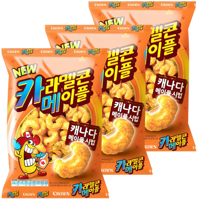 크라운 카라멜콘 메이플, 154g, 3개