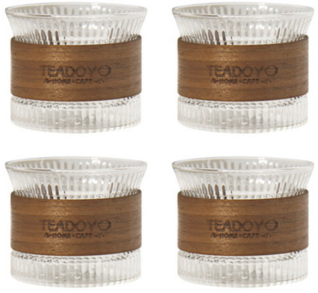 내열유리 우드홀더 노블컵 175ml 4P, 4개, 투명