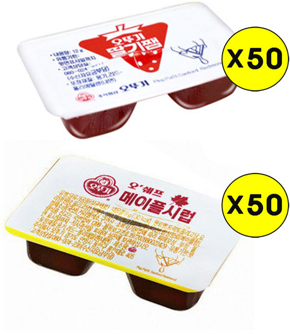 (상온)[오뚜기]오쉐프 메이플시럽 11gx50+딸기쨈12gx50