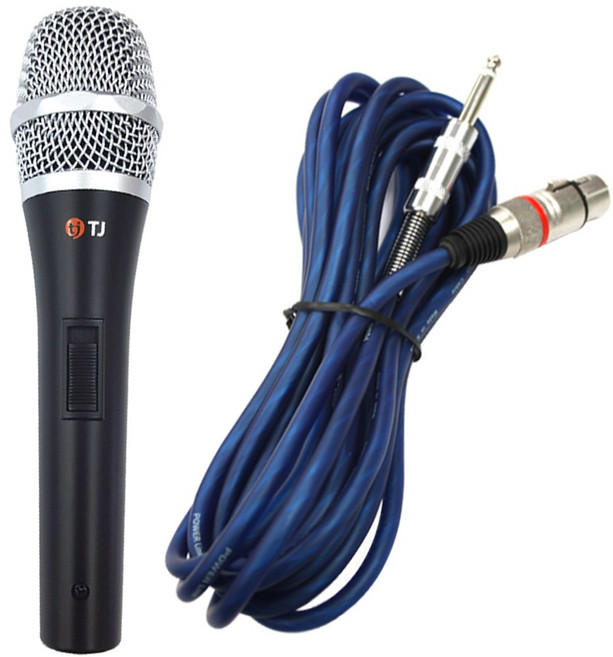 TJ미디어 노래방 다이나믹마이크 TM-G20 마이크줄 청색5m 포함, 블랙