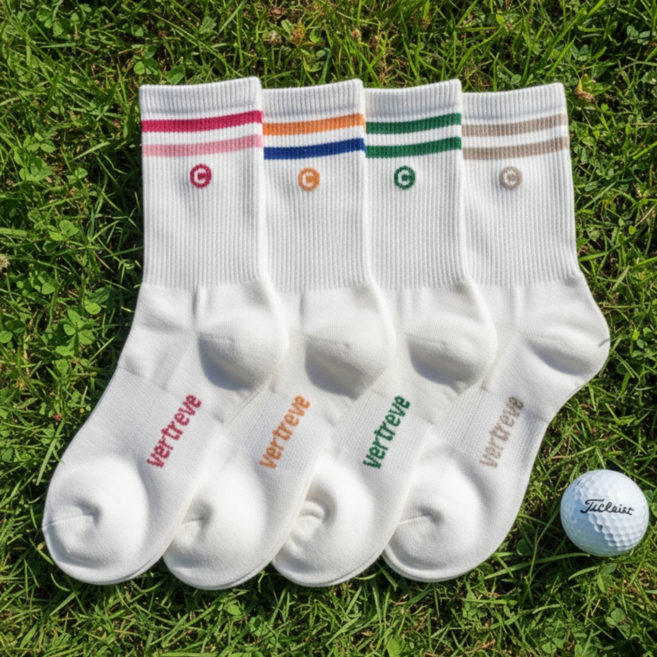 하이디 여성 골프 중목 바닥 두꺼운 쿠션 양말 요가 러닝 삭스, 1개, 4족세트(핑크+베이지+그린+오렌지)