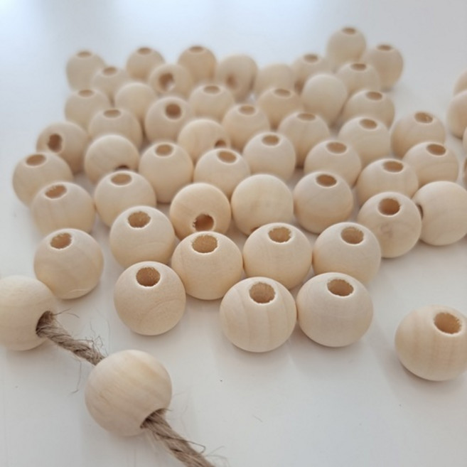 나무구슬 50개입 외경15mm 내경5mm 목구슬 우드비즈 마크라메 뜨개 비즈공예, 내추럴, 1개