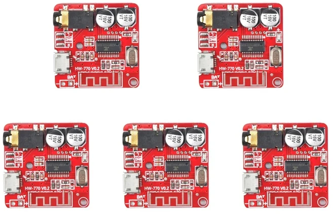 1-10pcs VHM-314 Bluetooth 오디오 수신기 보드 5.0 MP3 무손실 디코더 무선 스테레오 음악 모듈 3.7-5V, 02 5pcs red 4.1