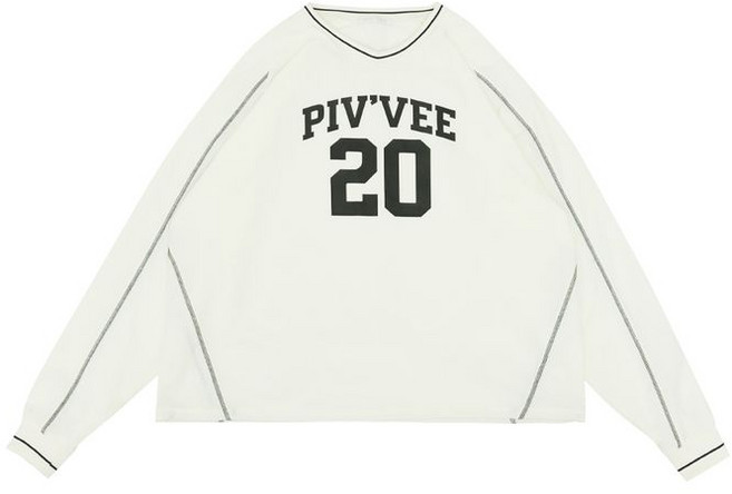 PIV’VEE Sporty V Neck Nylon Sweatshirt (sand beige)