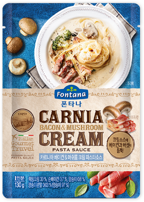 폰타나 카르니아 베이컨 머쉬룸 크림 파스타소스, 130g, 2개