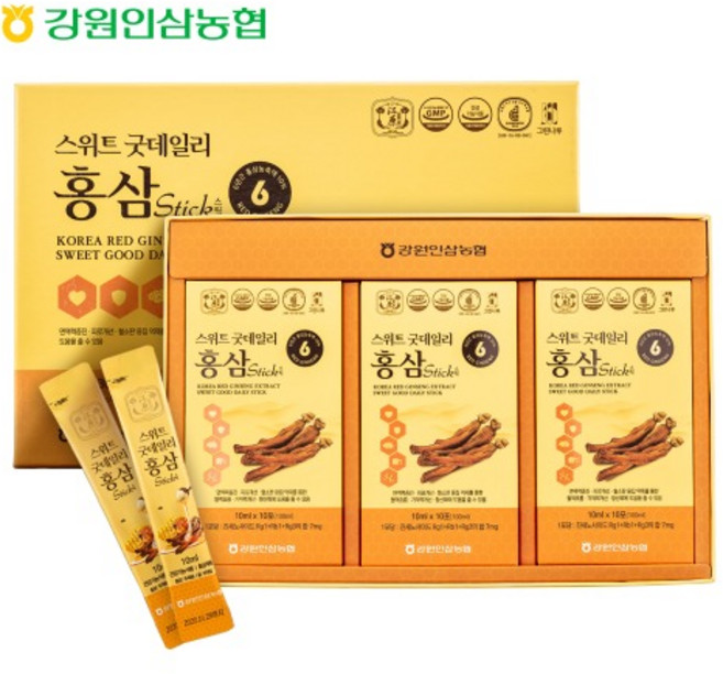 강원인삼농협 스위트 굿데일리 홍삼스틱 10ml x 30포, 30개