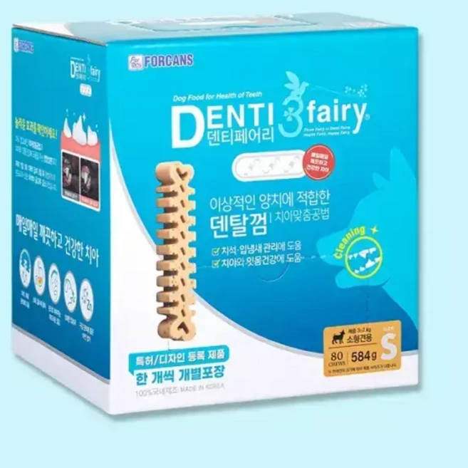 포켄스덴티페어리 포켄스 반려 동물 디스펜서 덴탈 껌 S 584g, S(80개입), 1개 - 쿠팡