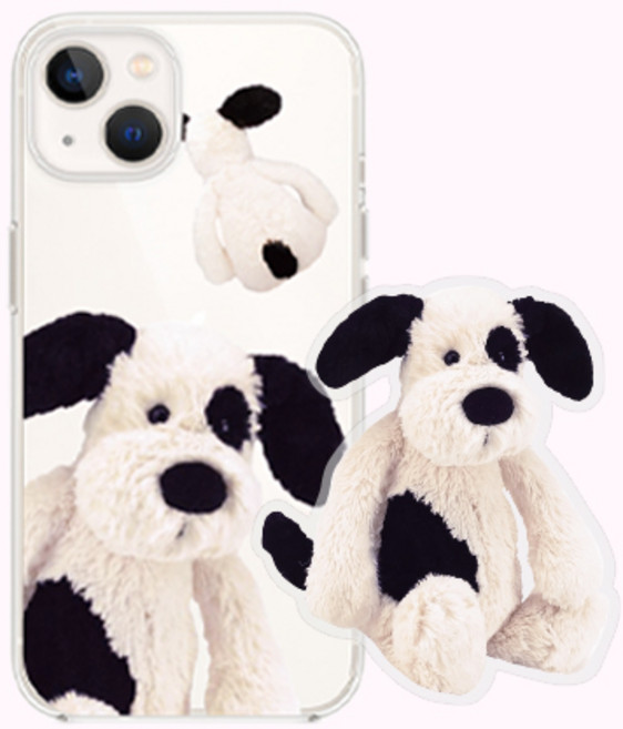 키치토이 퍼피 베어 그립톡세트 투명 젤리 아이폰 갤럭시 폰케이스