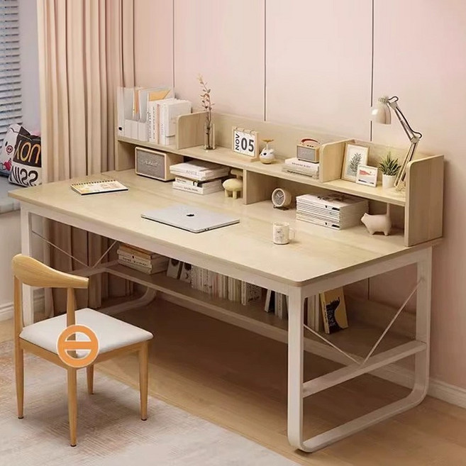 SeekFun 공부 사무용 게이밍 컴퓨터 책상책장 테이블 데스커 3단 100cm, 내추럴 100cm