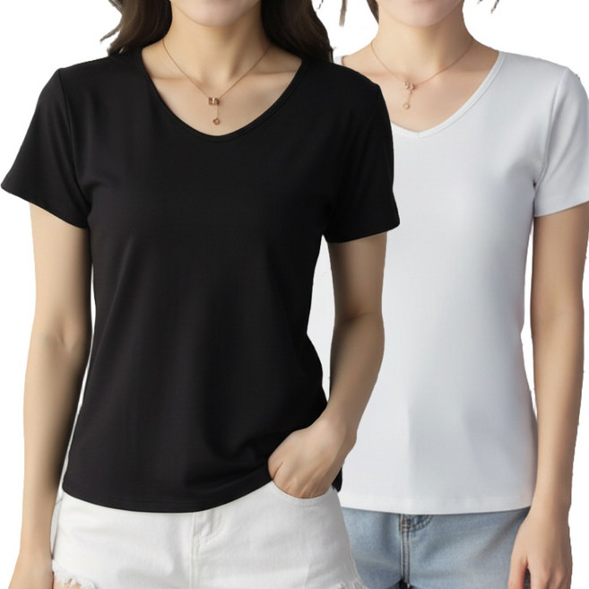 베르슈어 여성 찰랑 반팔티 반팔 티셔츠 2p