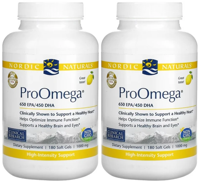 노르딕내츄럴스 프로오메가 650 EPA/450 DHA 1000mg 레몬 소프트젤, 180정, 2개 - 쿠팡