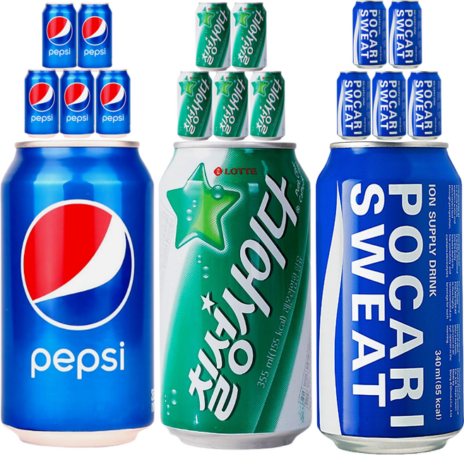 뚱캔세트 펩시콜라6개+사이다6개+포카리6개, 펩시6+사이다6+포카리6, 355ml