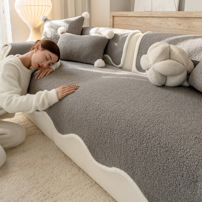 FEIFAN 미끄럼방지 모던 보들보들 겨울 극세사 소파패드 4인용