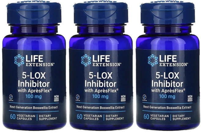라이프익스텐션 5LOX 인히비터 보스웰리아 추출물 인도유향 ApresFlex 100mg 60정 3통, 3개 - 쿠팡