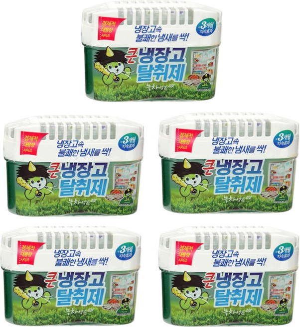 산도깨비 큰 냉장고 탈취제 본품 녹차, 420g, 5개