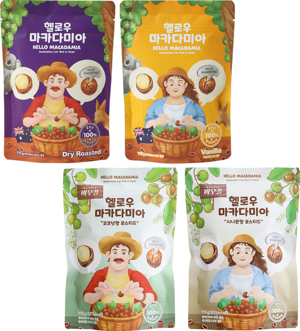 통마카다미아 헬로우마카다미아 나혼산 마카다미아 4종, 4개, 115g