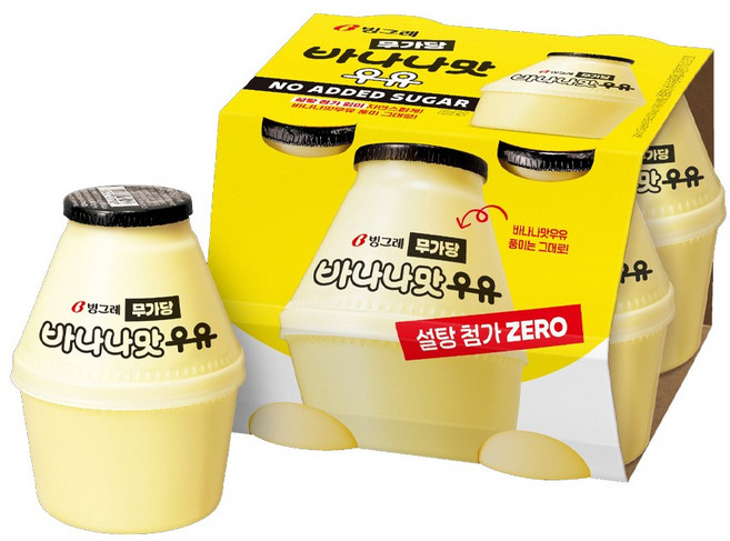 빙그레 무가당 바나나맛 우유 240ml 8개 no sugar
