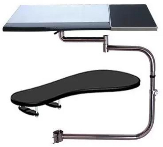 의자키보드거치대 선반 패드 브라켓 1개 고정 고정식, 블랙 52x25cm 슬라이딩 레일 두께