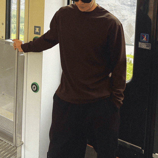 M-8XL 모노 5DAYS 긴팔티 간절기 무지 라운드 링클프리 스판 남자 빅사이즈 바이모노