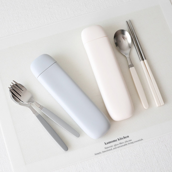 카모메키친 실리콘 어린이 수저케이스, 1개, 아이보리