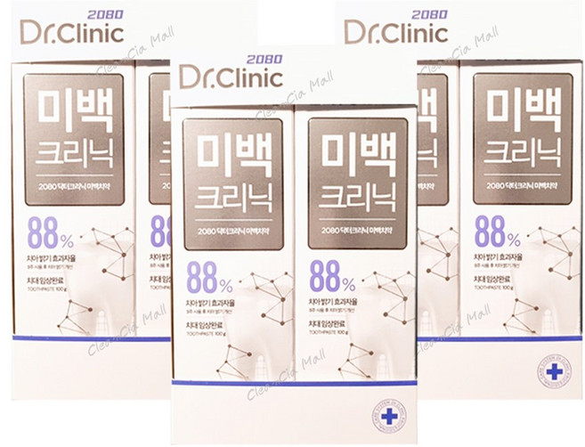 애경 2080 닥터크리닉 88% 미백크리닉 치약, 100g, 6개
