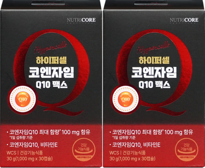 뉴트리코어 하이퍼셀 코엔자임Q10 하이퍼코엔자임 코앤자임 2개, 30정