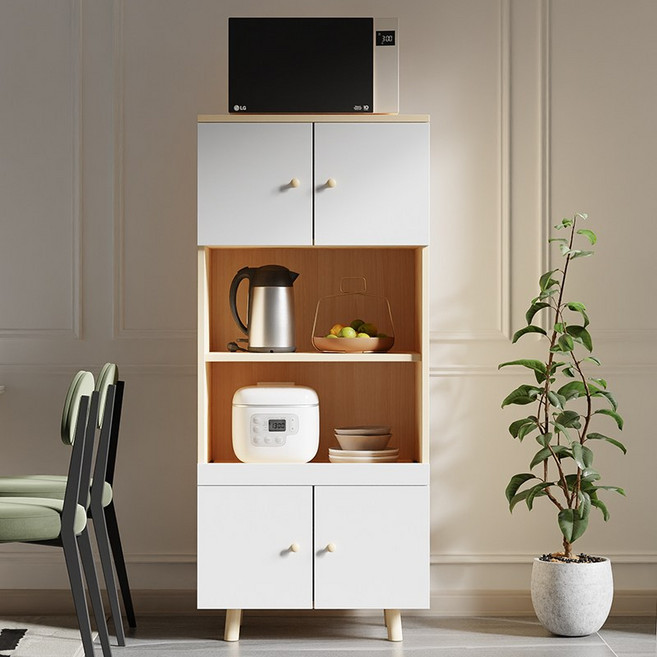 PercyLy 전자레인지선반 주방 사물함 진열대 오크화이트, 5단