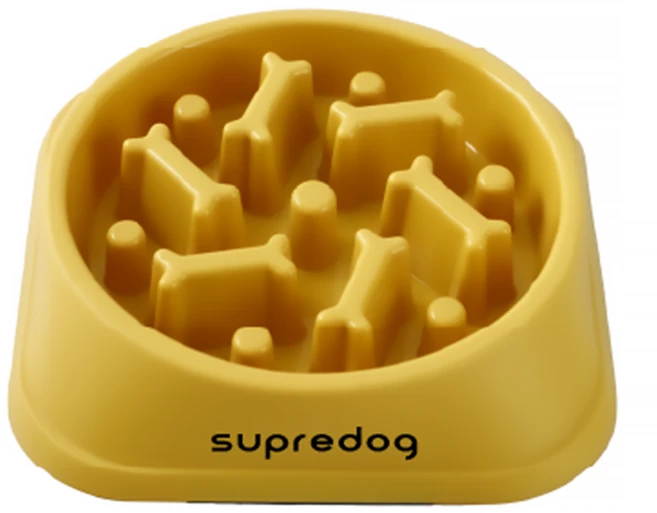 SUPREDOG 강아지 반려견 설사 급체방지 슬로우보울 밥그릇 천천히먹기 식기, 1개, 옐로우 - 쿠팡