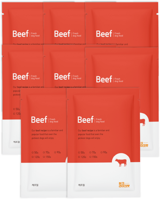 씽크라이크펫 강아지화식 자연식 사료, 소, 100g, 8개