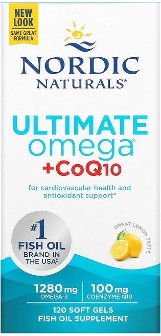 Nordic Naturals Ultimate Omega + CoQ10 레몬 1280mg 소프트젤 120정(소프트젤당 640mg), Nordic Naturals Ultimate Om..., 1개, 120정 - 쿠팡