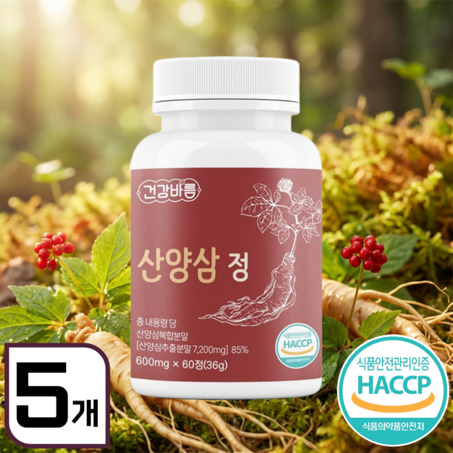 온바디핏 산양삼 추출분말 정, 60정, 5개