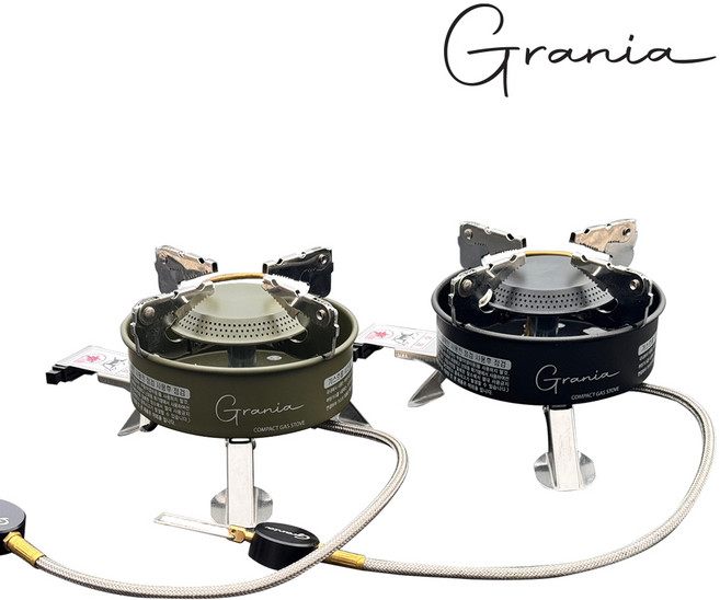 그라니아 미니 휴대용 캠핑 가스버너 야외용, 카키, 1개