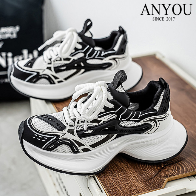 ANYOU 빅 사이즈 봄 캐주얼 러닝화 남성 키높이 두꺼운 바닥 아칸 아버지 신발 트렌디한 모델