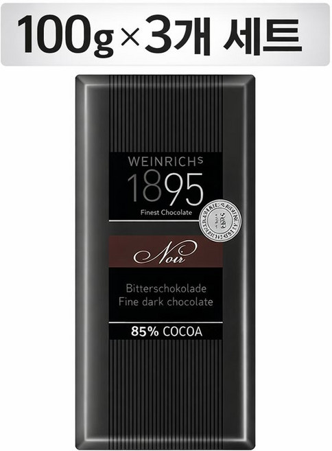 바인리히 파인 다크 초콜릿 85% 100g | 독일산 프리미엄 고함량 다크초콜릿, 3개