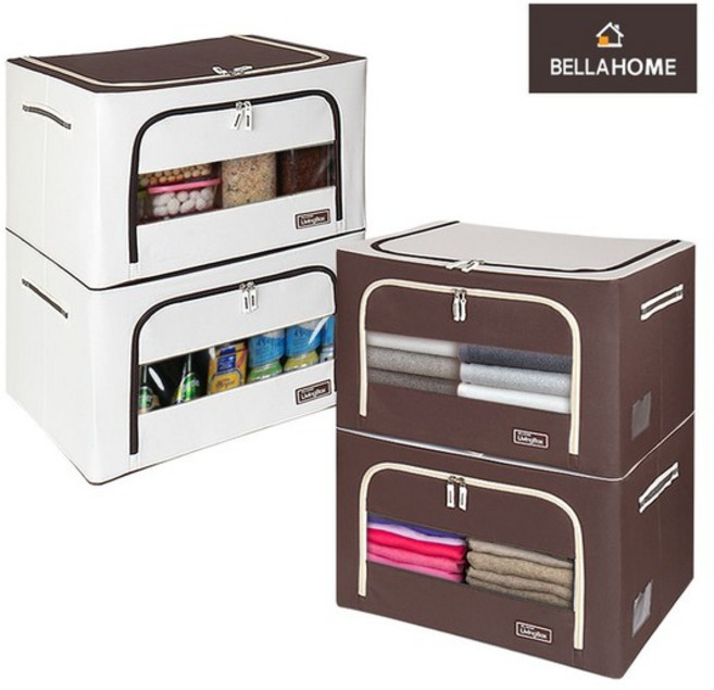 (1+1) 벨라홈 프리미엄 대용량 리빙박스 66L(CN7775), basasboy 브라운, 1개