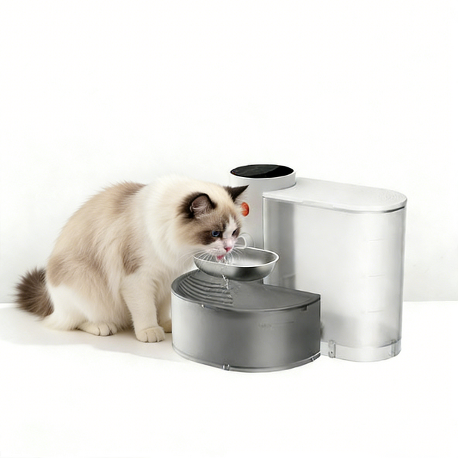 JcOuni대용량 분리형 반려동물 자동 급수기, 1개, 하얀색