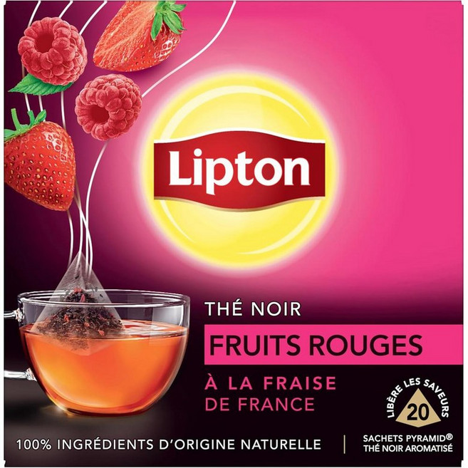 프랑스 립톤 Lipton Black Tea Red Fruits 프랑스산 딸기 블랙티 홍차 티백, 2개, 20개입, 2.5g